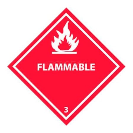 National Marker Co NMC DOT Placard, Flammable 3, 10-3/4in X 10-3/4in, White/Red DL158R